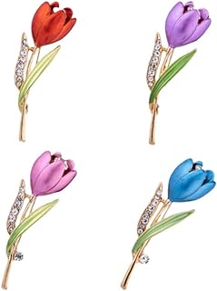 VALICLUD 4pcs Tulip Shaped Breastpin Creative Women Brooches Unique Brooch Pin Costume Props Decoration Small Gift for Party Banquet (Mixed Color)