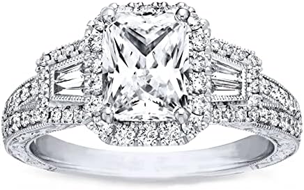 2 Carat (ctw) Moissanite Engagement Rings for Women 10K/14k/18K Gold Ring or Platinum Plated Silver Moissanite Ring