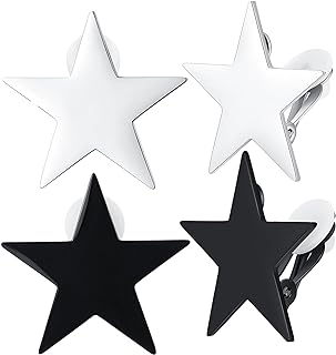 Clip-on Earrings For Women, Women's Non Pierced Earring, Star Earrings Ear Clips Hypoallergenic Lightweight Stainless Steel Geometric Earrings