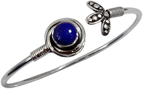 Lapis Lazuli Gemstone Handmade Cuff Bracelet for Men Women 925 Sterling Silver Fashion Bracelets Adjustable Designer Jewelry for Gifts