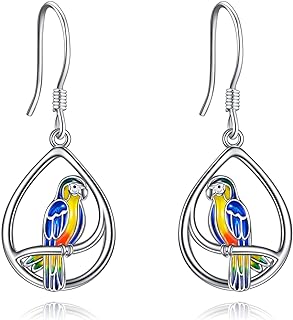 Stylish Dangle Design Parrot Brooch with French Wire Back Finding for Women, Crafted from 925 Sterling Silver, Ideal Gift for Bird Lovers