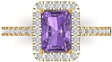 Clara Pucci 1.85ct Emerald Cut Solitaire with accent Simulated Alexandrite Engagement Promise Anniversary Bridal Ring 14k Yellow Gold