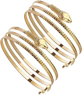 Lobster Claw Clasp, Metal Snake Bangle Bracelet with Link Chain, for Women and Girls, Egyptian Serpent Design