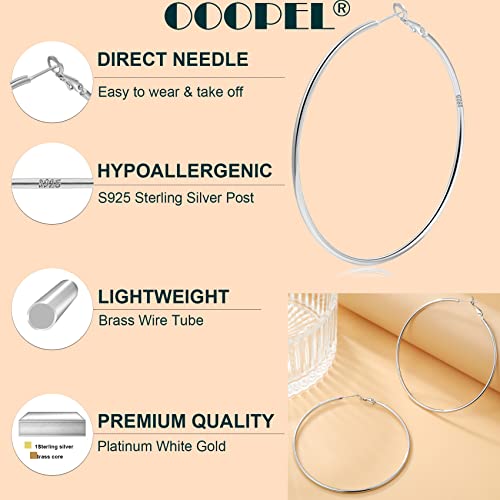 2mm Sterling Silver Big Hoop Earrings For Women Sterling Silver Hoop Earrings Large Silver Hoop Earrings For Girls Hypoallergenic Circle Endless Thin Hoop Oversize Silver Hoop Earrings For Women