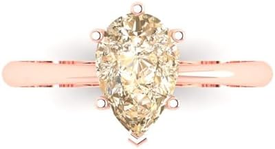 1.5 ct Pear Cut Natural Morganite 18K Yellow Gold Solitaire Wedding Engagement Bridal Promise Ring
