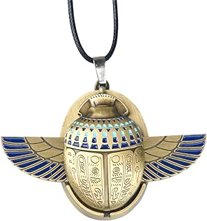 Moon Necklace Egyptian Scarab Compass Pendant With Vintage Leather Cord Men's Costume Jewelry Accessory