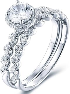 Sterling Silver Radiant-Cut Moissanite Hidden Halo Engagement Ring, D Color VVS1-VVS2 Clarity, 14K White Gold Plated for Her, Round Design