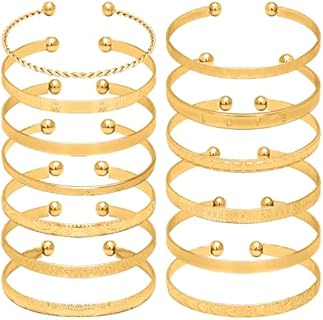 NEWITIN 13-Piece Alloy Gold Cuff Bracelets Set, Adjustable & Layered Design for Women and Girls, Hypoallergenic, Perfect Gift for Special Occasions