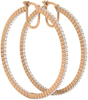 Dazzlingrock Collection 3.00 Carat (ctw) 14K Gold Round White Diamond Ladies Fashion Hoop Earrings
