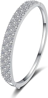 D Color 3.03cttw Moissanite Sterling Silver Bangle Bracelet with Box Chain for Women in Elegant Design