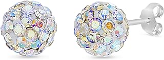 Devin Rose Sterling Silver Multi Crystal Ball Stud Earrings for Women 8mm - 10mm
