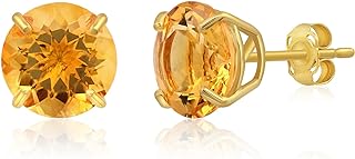 MAX + STONE 14k Yellow Gold Garnet Stud Earrings for Women | 9mm Large Round Design - 13mm Length | Push Back Clasp | Luxurious Fashion Jewelry Originating from Vietnam
