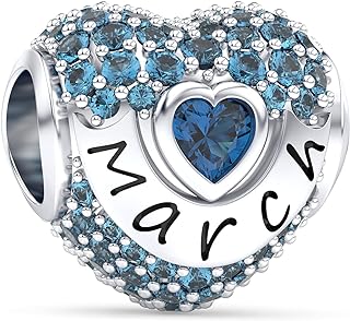 EHEG Birthstone Charms Love Heart Openwork Bead Charm for Women Bracelets and Necklaces 925 Sterling Silver with 5A Cubic Zirconia,Jewelry Gifts Women Girls