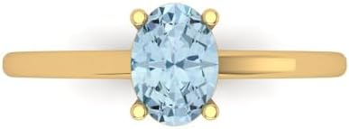 1.0 ct Oval Cut Natural Sky Blue Topaz 14k Yellow Gold Solitaire Wedding Engagement Bridal Promise Ring