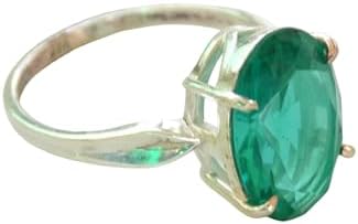 Green Quartz Ring, 925 Silver Ring, Prong Setting Ring, Wedding Ring Jewelry, Size 7.75 USA