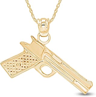 Lobster Clasp 14k Gold-Plated Silver Eagle Pistol Gun Pendant Necklace with Pistol Chain for Jewelry Lovers - Unique, Bold Design from India