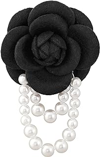 Sacina Camellia Flower Brooch, Flower Pin, Pearl Brooch, Flower Accessories, 1920s Vintage Brooch, Christmas Jewelry Gift for Women