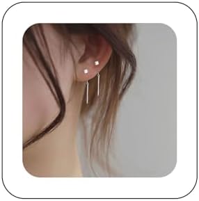 Silver Boho Tassel Threader Drop Earrings with Chain Design for Women and Girls, Vintage Minimalist Linear Dangle Shape