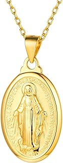 Personalized Virgin Mary Necklace 925 Sterling Silver Religious Christian Jewelry Oval Medal Coin Pendant Necklace for Women Men