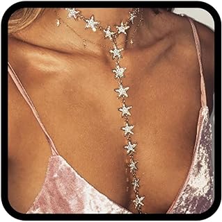 Nicute Rhinestone Star Y-Necklace for Women with Alloy Chain and Lobster Clasp - Elegant Body Jewelry Gift