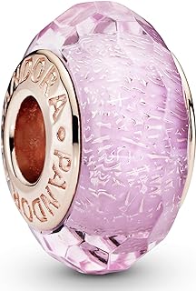 Pandora Faceted Pink Murano Glass Charm Bracelet Charm Moments Bracelets - Stunning Women's Jewelry - Gift for Women in Your Life - Made Rose