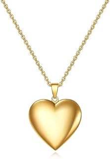 Lobster Clasp 20-Inch Stainless Steel Heart Locket Necklace With Space for Photos for Women - Versatile Gift Idea