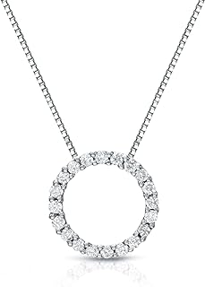 Diamond Wish 1/6 to 1 Carat Diamond Circle of Life Round Pendant Necklace for Women in 14k Gold (I1-I2, cttw) on 18 Inch Long Chain with Spring Ring Clasp