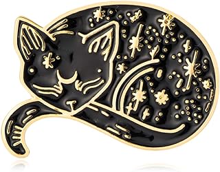 10K Gold Color Cute Sleepy Lazy cat Pin and Brooch