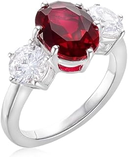 3-Stone Ruby Promise Ring for Women 925 Sterling Silver Infinity Wedding Engagement Ring for Women Girlfriend Size 5-9