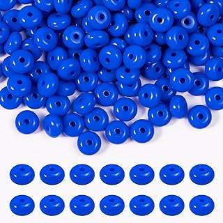 500PCS 8mm Acrylic Lentil Beads, Sapphire Abacus Beads Loose Beads for Crafts, Acrylic Spacer Beads for Jewelry Bracelet Necklace Making, Beads for Pens Charms Crafts