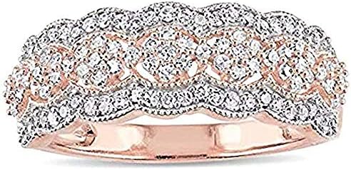 Round Cut D/VVS1 Diamond & Floral Cluster Engagement Ring for Women and Girls, 14K Two-Tone Gold Plated & Sterling Silver, Created Diamond - Elegant Design