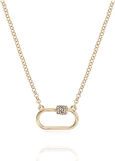 Lobster Clasp POMINA Gold Necklace - Carabiner Chain with Crystal CZ Pendant - Suitable for Ladies - Gracious Heart, Cross, Oval, Butterfly Design Options