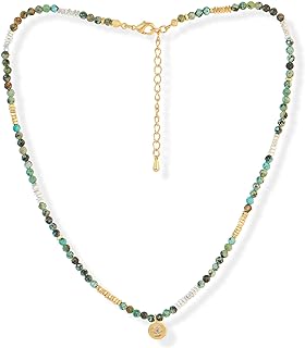 Beaded Necklaces For Women Dainty Turquoise Stone 18K Gold Silver plated Brass Adjustable Bohemia Boho Trendy Gifts