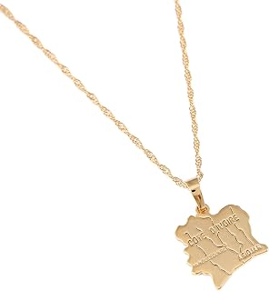 Cote D'Ivoire Map Necklace Pendant Ivory Coast Maps Necklaces Gold Color Jewelry for Women Men