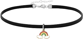 Women's Punk Goth Daisy Stitch Cross & Bee Choker Necklace With Lobster Clasp, Cable Chain – PU Black Leather Collar Necklace