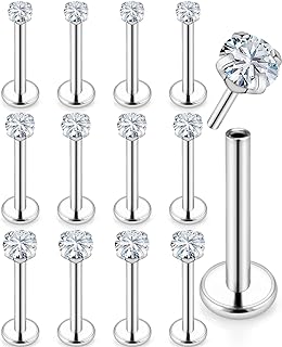 Yaalozei 20G 18G 16G Cubic Zirconia Nose Rings Studs 316L Surgical Steel Hypoallergenic Nose Piercings Jewelry for Women Men Girl CZ 2mm-3mm 24 Pcs