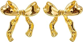 Gold Silver Bow Earrings for Women Classic Ribbon Bow Stud Earrings Cute Bowknot Earrings Gift