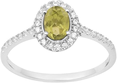 925 Sterling Silver Solitaire Ring with Oval Amethyst and White Topaz Accents for Women - Elegant Engagement Gift