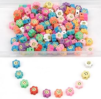 180 Pcs Flower Polymer Clay Beads for Bracelets Charms Making Pony Beads Shapes for Friendship Bracelets Spacer Beads Supplies for DIY Bracelet Earring Necklace Jewelry Making (Colorful Flower)