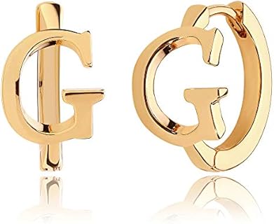 Mevecco Initial Huggie Hoop Earrings 18K Gold Filled Letter Dainty Simple Alphabet Initials A-Z 26 Letter Hoop Earrings Personalized Charm Tiny Minimalist Initial Jewelry Gift for Her