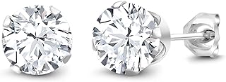 Gem Stone King 925 Sterling Silver White Cubic Zirconia CZ Stud Earrings For Women (2.00 Cttw, Round Cut 6MM)