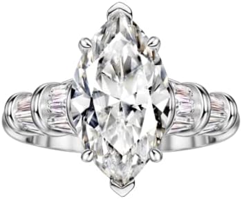 S925 6ct Marquise Cut Cubic Zirconia Engagement Ring Wedding Promise Ring Sterling Silver Wedding Band For Women