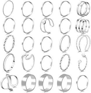 ONESING Alloy Stackable Rings Set with Hollow Carved Flowers and Crystals for Women and Men, Adjustable Size, Ideal Gift