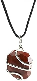 AYANA Women's Red Jasper Faceted Pendant Necklace with Cord Chain and Lobster Clasp - Comforting Root Chakra Jewelry for Emotional Protection and Self-Confidence Boost