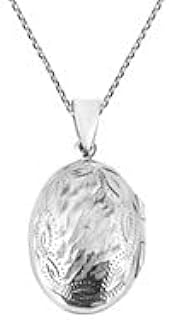 AeraVida Handcrafted Textured Oval Locket .925 Sterling Silver Pendant Necklace | Meaningful Locket Pendant for Women | Jewelry Gift