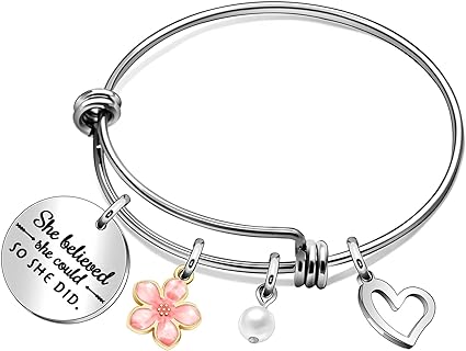 Inspirational Quote Bracelet Gifts Women Girl's Jewelry Charm Pendant Bangle Gift for Daughter, Niece, Sister, Best Friends