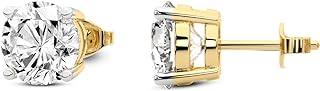 Gift For Mothers Day IGI Certified 1 Carat - 12 Carat Solitaire Lab Diamond Stud Earrings 4 Prong | F-G Color, VS1-VS2 Clarity | 14K Yellow Gold | Friendly Diamonds Earrings