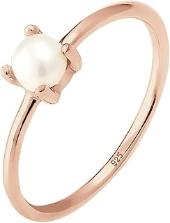 Elli Bague pour Femme ornée de Perle de Culture d'Eau Douce en Argent Sterling 925, Taille 52, Élégante et Tendances, Idéal pour Cadeaux et Occasions Spéciales