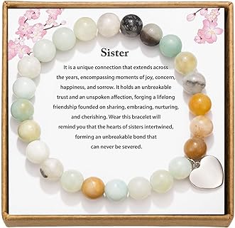 Lobster Claw Clasp Beaded Sister Bracelet with Bead Chain - Heart-shaped Gift for a Sister or Sister-in-Law - Ideal for Birthdays, Christmas, and Expressions of Love