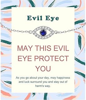 Buckle Clasp Silver Evil Eye Cuff Bracelet with Box Chain, 14K Gold Plated Tiny Beads and White Cubic Zirconia detail for Women and Girls